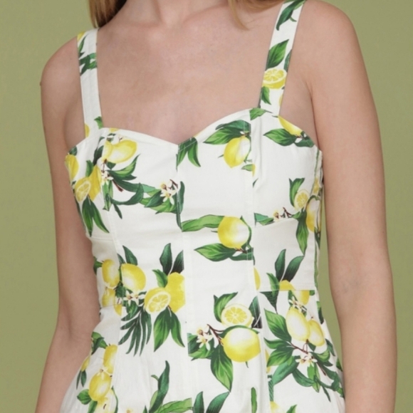 Anthropologie Avec Les Filles Lemon Sleeveless Preppy Coastal Cottagecore Dress - Picture 5 of 11